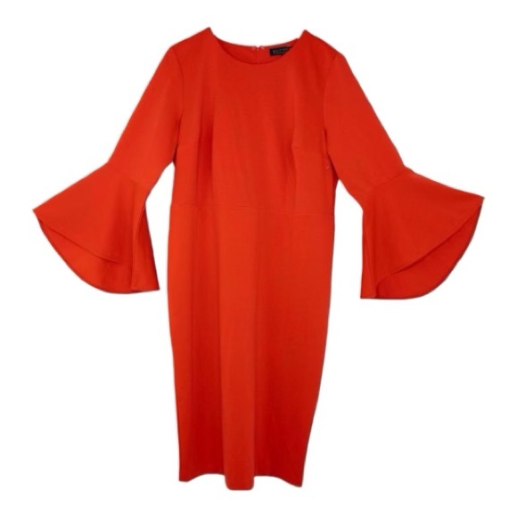 Eloquii Women’s Red Flare Sleeve Scuba Dress Size 16 NWT - Picture 9 of 9
